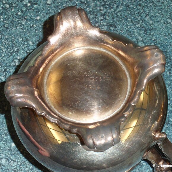 WM Rogers And Son Silver Plated Creamer and Sugar Bowl Victorian Rose 1903 1904 - Picture 7 of 7